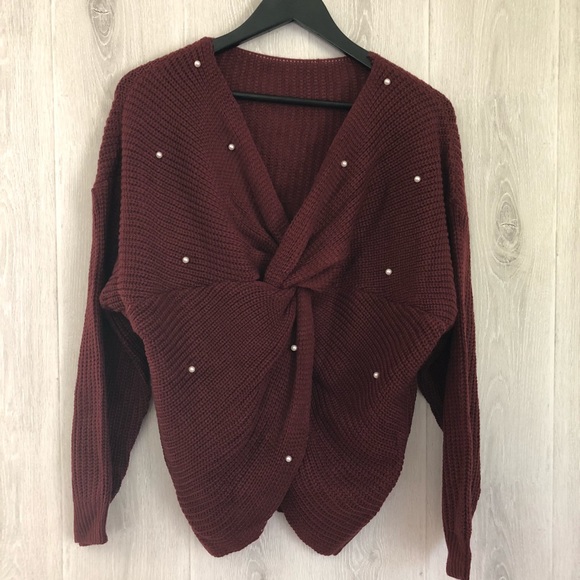 Burgundy Pearl Infinity Sweater - Picture 2 of 7